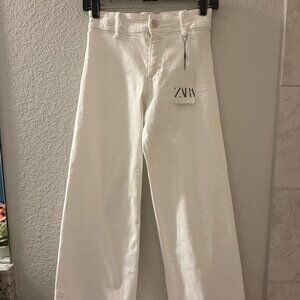 NWT Zara Kids Girls White Marine Wide Leg Jeans, Size 11/12